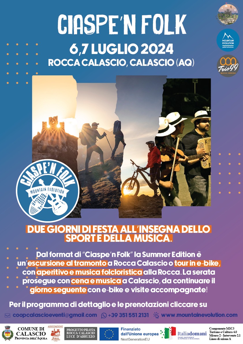 Tramonto a Rocca Calascio in e-bike, giornate all'insegna dello sport e della musica folcloristica in Abruzzo
